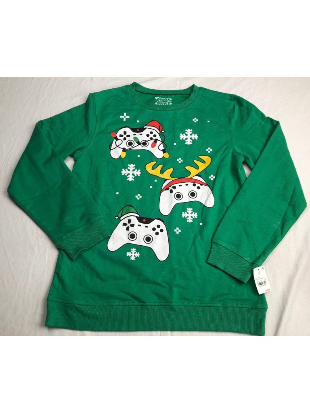 Well Worn Christmas Holiday Sweater Sweatshirt Games Controls Green Size XL